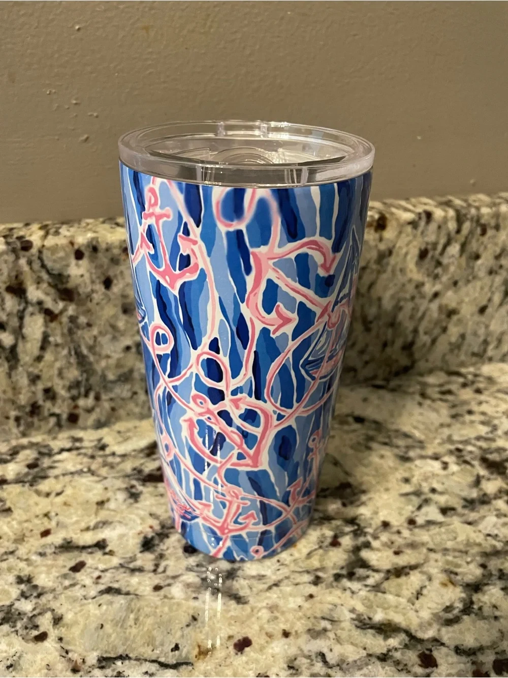 Lilly Pulitzer Blue and Pink Sailboat Nautical Pattern Tumbler